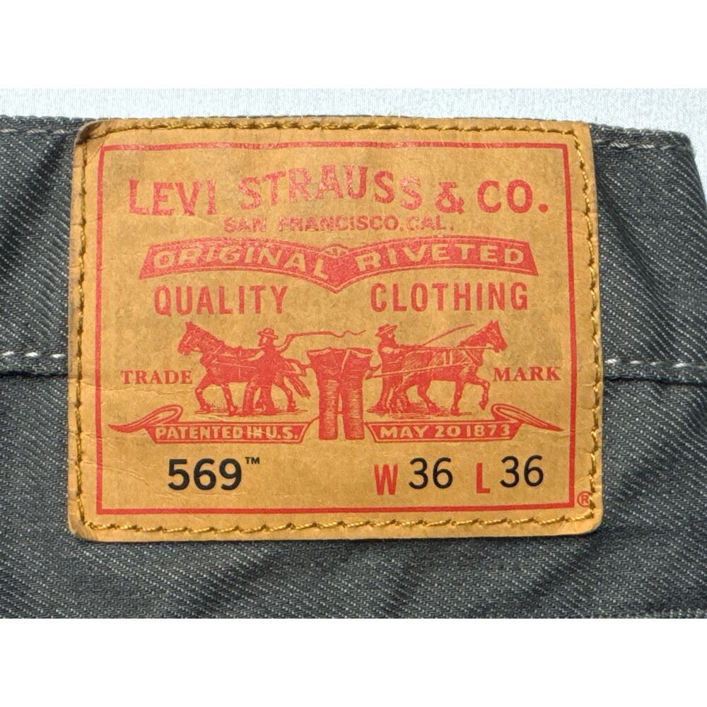 Levi's 569 Men's Loose Straight Leg Gray Denim Jeans - Size 36x36 (36x35) - Picture 3 of 4